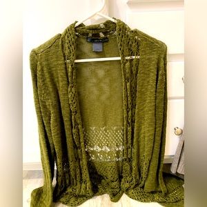 Lacey Green Cardigan Shawl Women’s Large Long Sleeve